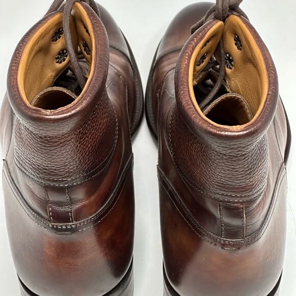 ?MAGNINNI 22490 COGNAC PEBBLEDGRAIN CALF SKIN DERBY LEATHER CAP TOE BOOT 11 1/2 main image 12